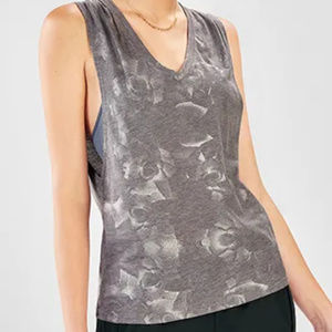 Fabletics Grey Taryn Printed V-Neck Tank